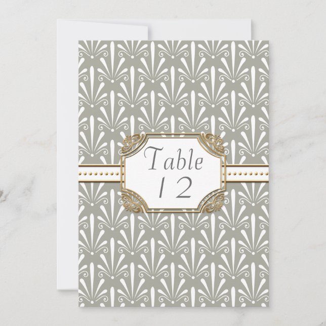 Número de Mesa Arte Deco Nouveau Moderno Patrón de (Anverso)