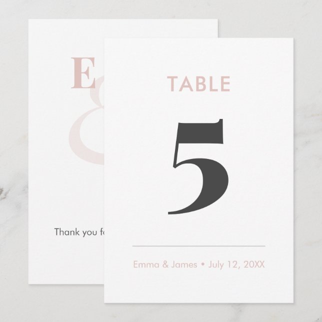 Número de mesa Blush Minimalist Ampersand (Anverso / Reverso)