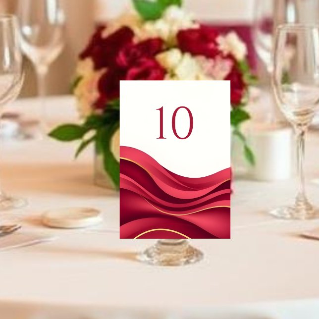 Número de Mesa Boda Borgoña (Burgundy Wedding Table Number )