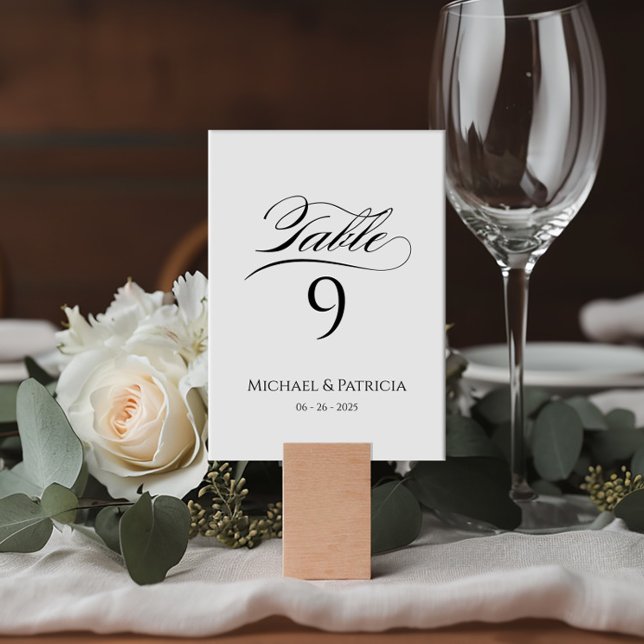 Número de mesa boda de lujo caligrafía elegante (Subido por el creador)