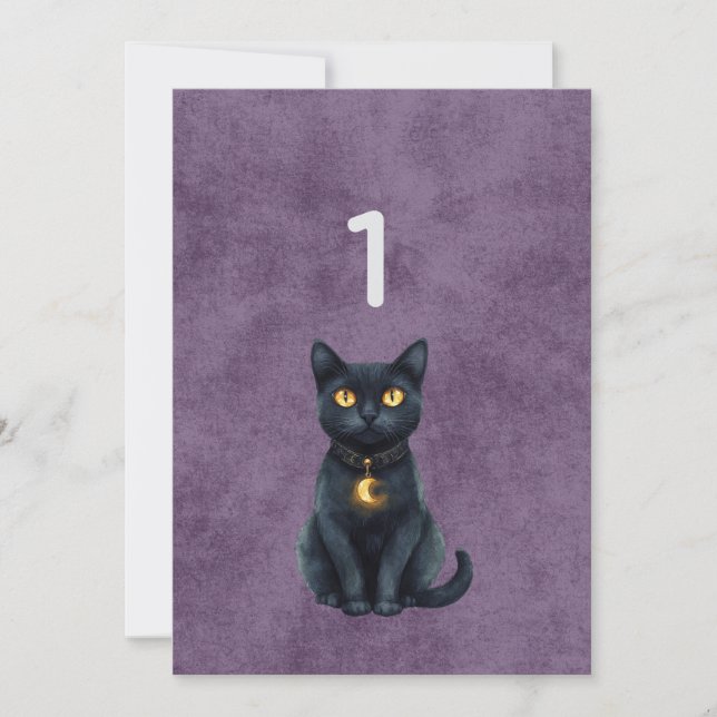 Número de Mesa Boda Gato Negro Gótico (Anverso)