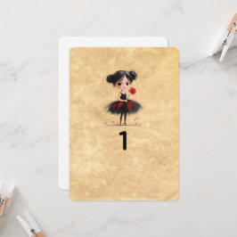 Número de mesa Boda Gótica Muñeca Tarjeta