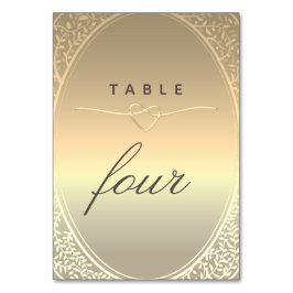 Número de mesa boda oro clásico