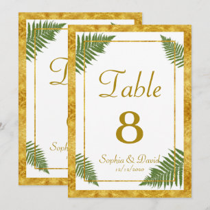 NÚMERO DE MESA Boda Relieve metalizado dorado Eleg
