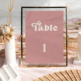 Número de mesa boda rosa polvoriento retro