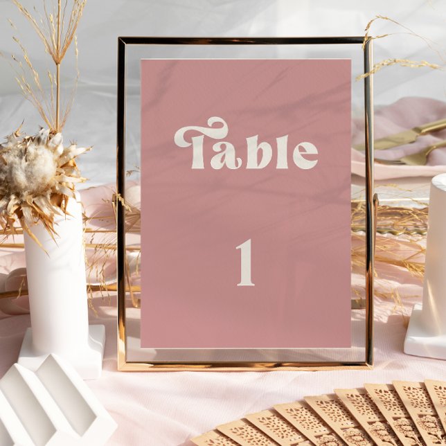 Número de mesa boda rosa polvoriento retro (Subido por el creador)