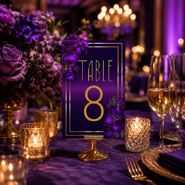 Número de mesa boda violetas luminosas chic