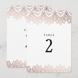 Número de Mesa Bodas Rosa Oro Encaje Delicado