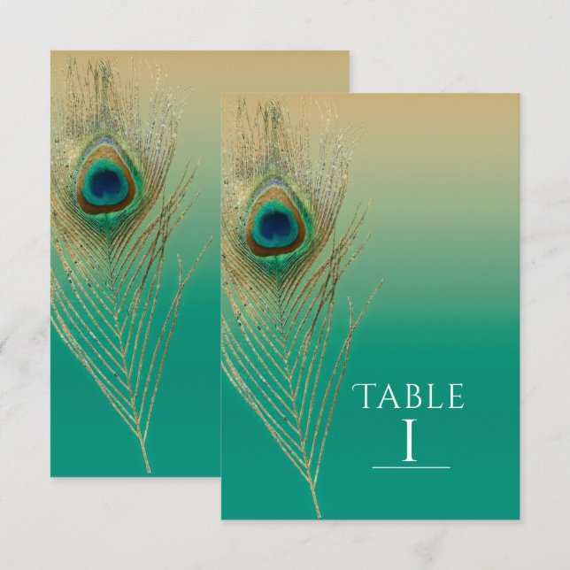 Número de mesa boho azul turquesa y arena de pluma (Anverso / Reverso)