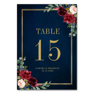 Número de mesa botánico de rosa de color rosa con