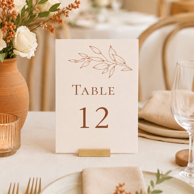 Número de mesa botánico de terracota y marfil (Terracotta Ivory Botanical Table Number)
