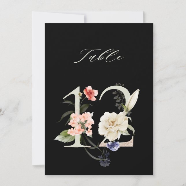 Número de mesa botánico floral 5x7 número 12, núme (Anverso)