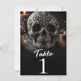 Número de Mesa Calavera Brillo Glamour Purpurina N