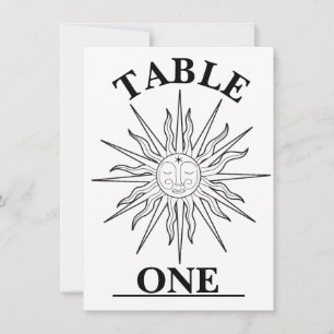 Número de mesa celestial del sol caprichoso en bla