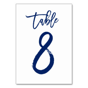 Número de mesa Chic Hand Lettered Navy   Mesa 8