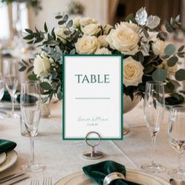 Número de Mesa Clásico Verde Esmeralda para Boda
