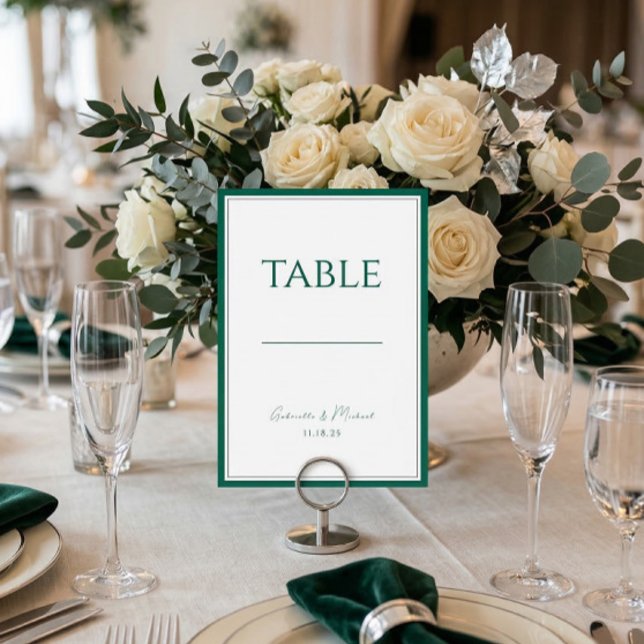 Número de Mesa Clásico Verde Esmeralda para Boda (Subido por el creador)