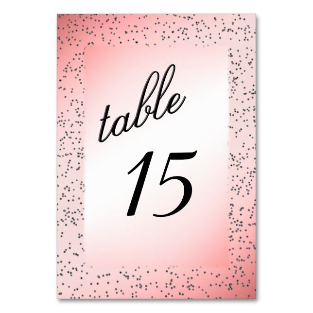 Número de mesa con brillo rosa polvoriento (Anverso)