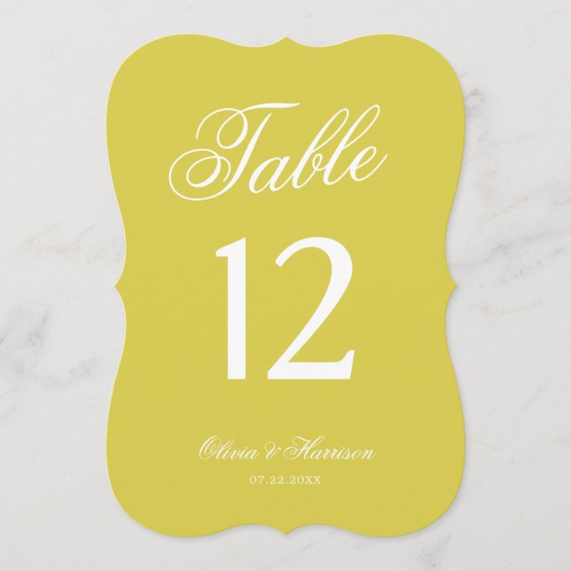 Número de mesa con corte die Citrus Wedding Yellow (Anverso)