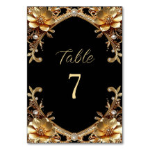 Número de mesa con elegante marco de oro