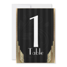 Número de mesa con franja Art Déco dorada