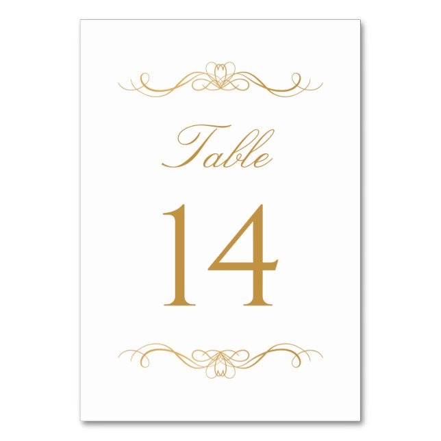 Número de Mesa con Letra Caligráfica Dorada Elegan (Anverso)