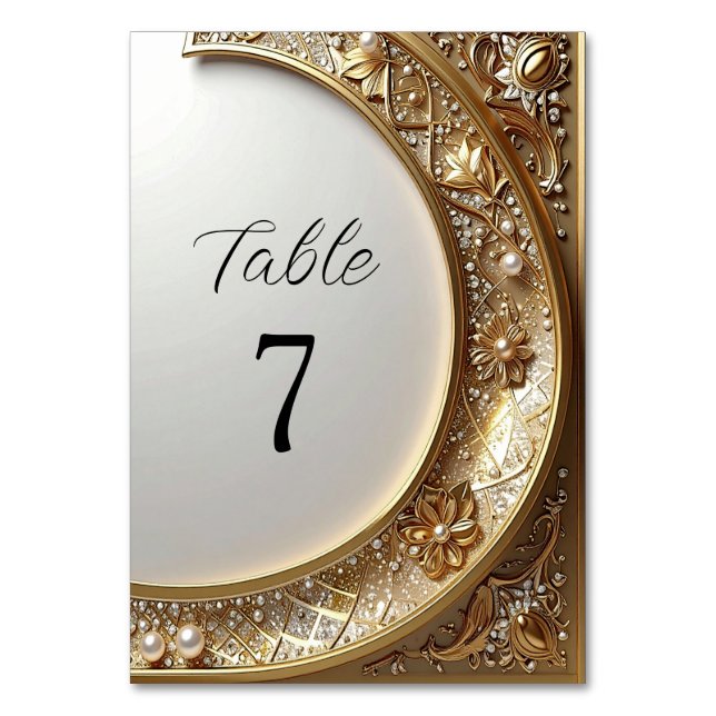 Número de mesa con marco dorado ornamentado (Anverso)