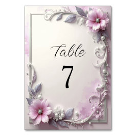 Número de mesa con marco floral rosa