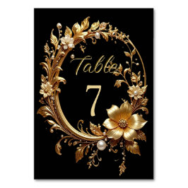 Número de mesa con marco ornamentado floral dorado