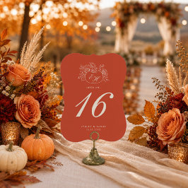 Número de mesa con monograma de calabaza de terrac