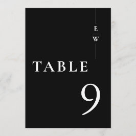Número de mesa con monograma minimalista en blanco