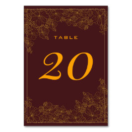 Número de mesa con patrón dorado sutil burgundy el