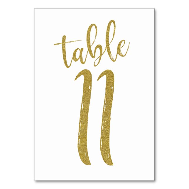 Número de mesa con purpurina dorada 11 (Anverso)