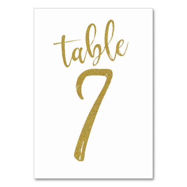 Número de mesa con purpurina dorada 7 (Anverso)