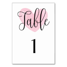 Número de mesa corazón rosa. Boda moderna romántic
