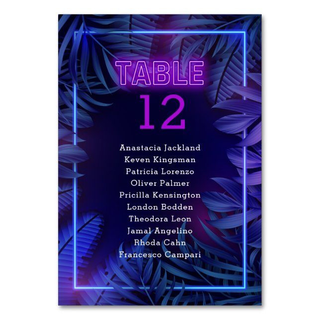 Número de mesa de acompañante para fiesta con bril (Anverso)