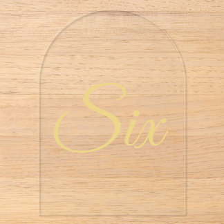 Número de mesa de acrílico con arco de lámina dora
