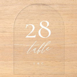Número de mesa de acrílico moderno con caligrafía 