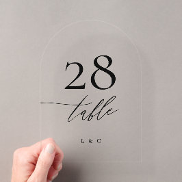 Número de mesa de acrílico moderno con caligrafía 