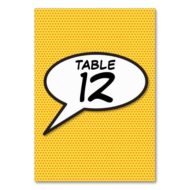 Número de mesa de arte pop de cómic naranja (Anverso)