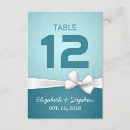 Número de mesa de asiento de boda con cinta blanca