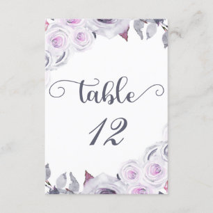 Número de mesa de asiento floral de lavanda y gris
