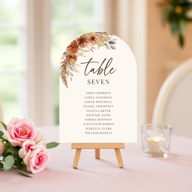 Número de Mesa de Asientos de Boda de Otoño en Ter (Terracotta Fall Wedding Seating Table Number)