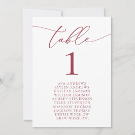 Número de mesa de asientos rojos románticos de vac