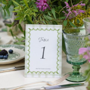 Número de mesa de Baby Shower de Gingham Verde Cap