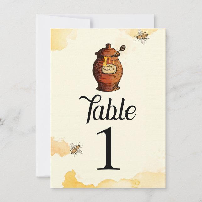Número de mesa de Baby Shower de miel de miel de m (Reverso)