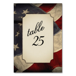 Número de mesa de bandera estadounidense desgastad