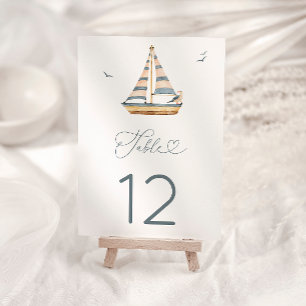 Número de mesa de barco de vela náutico moderno