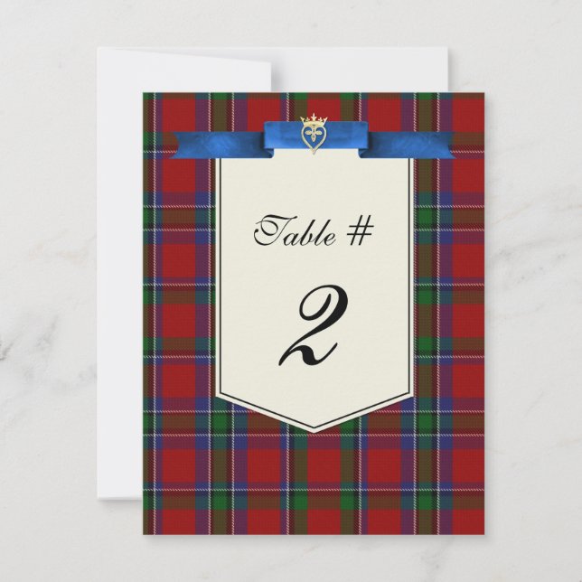 Número de mesa de boda a cuadros escoceses Sinclai (Anverso)