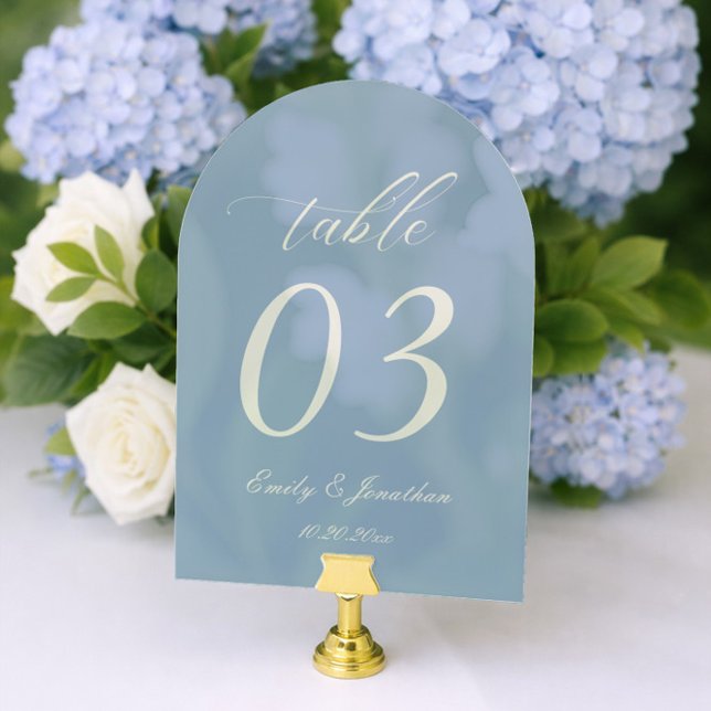 Número de Mesa de Boda Acrílico Azul Polvoriento (Subido por el creador)